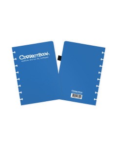 Couverture amovible Correctbook A5 bleu avec passant pour stylo